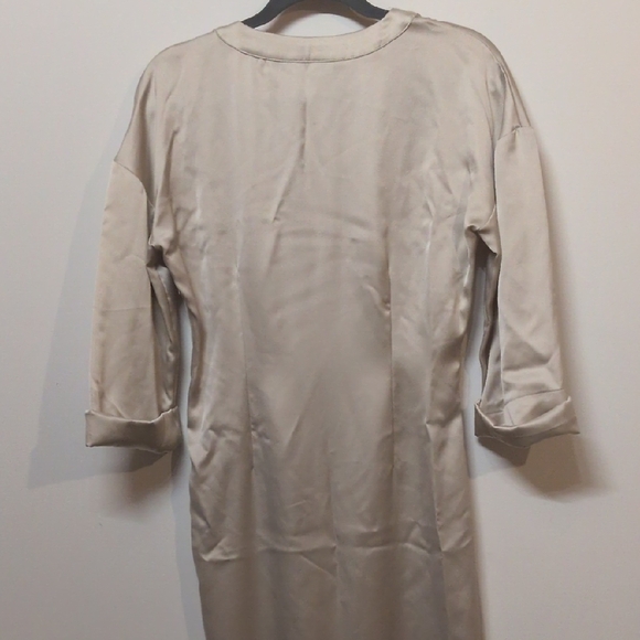 Zara Cream Satin Robe with Tie Waist - Picture 3 of 6